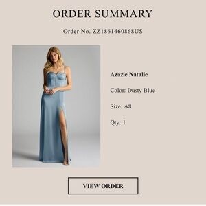 Azazie Dusty Blue Stretch Satin Bridesmaids Dress NWT